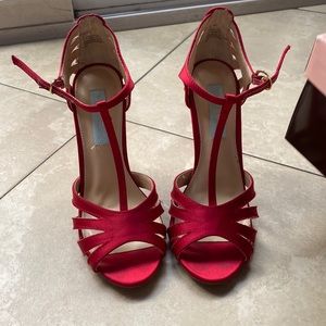 Red heeled sandals